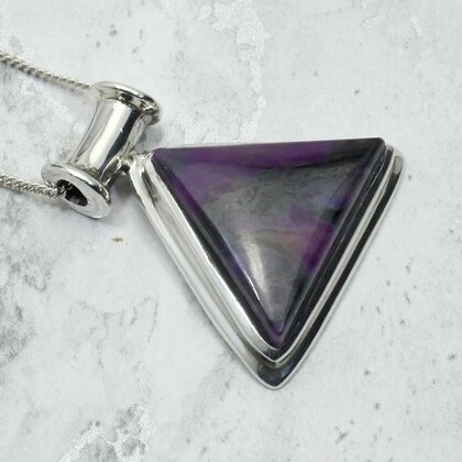 Sugilite Triangle 925 Silver Pendant ~30mm
