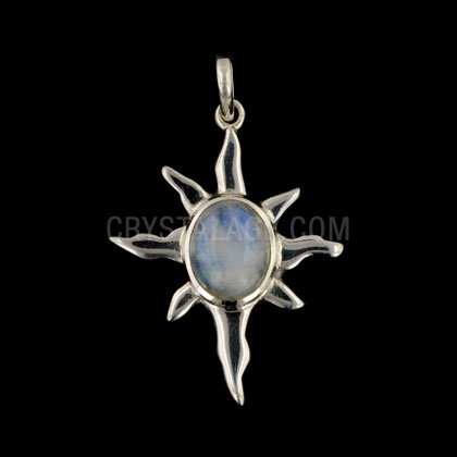 Sunburst Silver Pendant with Moonstone Stone