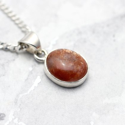 Sunstone & Silver Pendant ~12mm