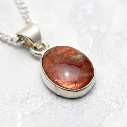 Sunstone & Silver Pendant ~14mm