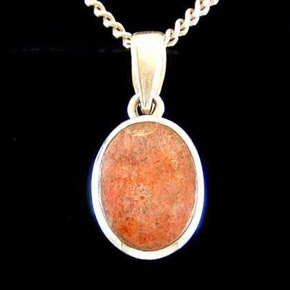 Sunstone & Silver Pendant - Faceted Oval 15mm