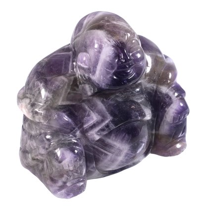 Superior Chevron Amethyst Carved Sitting Buddha Statue ~5cm