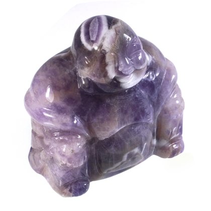 Superior Chevron Amethyst Carved Sitting Buddha Statue ~5cm