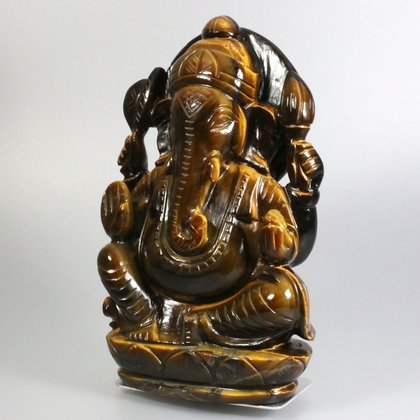 Superior Tiger Eye Carved Ganesh Statue ~15cm