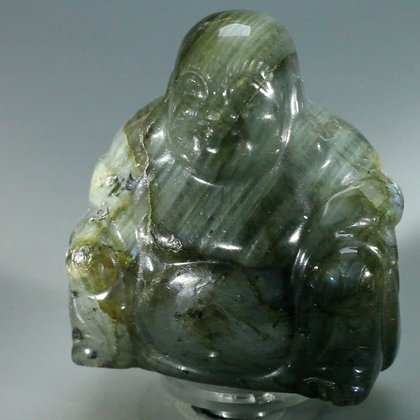 Superior Labradorite Sitting Buddha Statue ~52mm