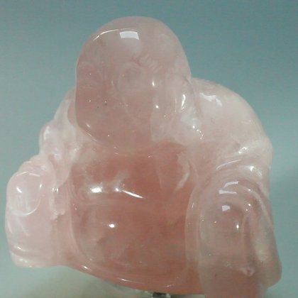 Superior Rose Quartz Carved Sitting Buddha Statue ~48mm