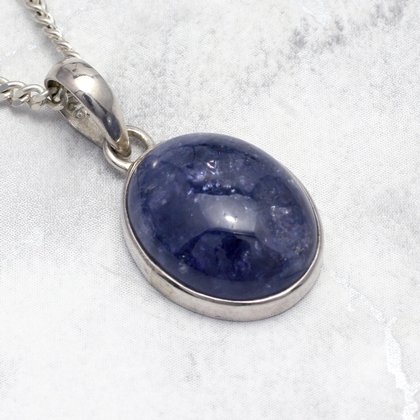 Tanzanite & Silver Oval Pendant ~ 16mm