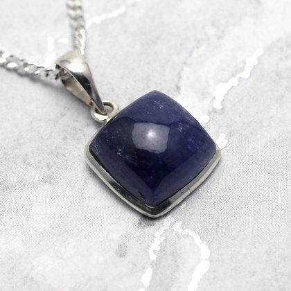 Tanzanite & Silver Pendant - Deep Square 15mm