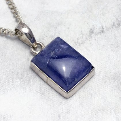 Tanzanite & Silver Rectangular Pendant ~ 16mm