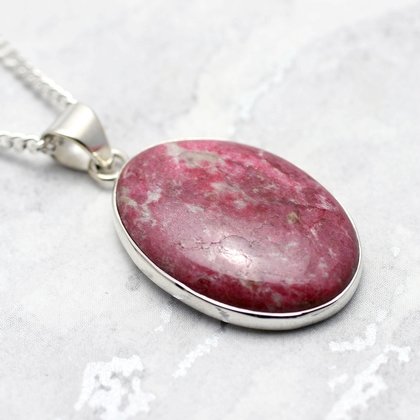 Thulite & Silver Pendant ~28mm