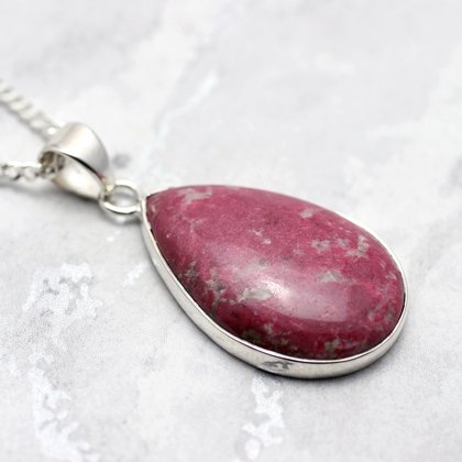 Thulite & Silver Pendant ~30mm