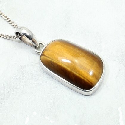 Tiger Eye 925 Silver Pendant ~27mm