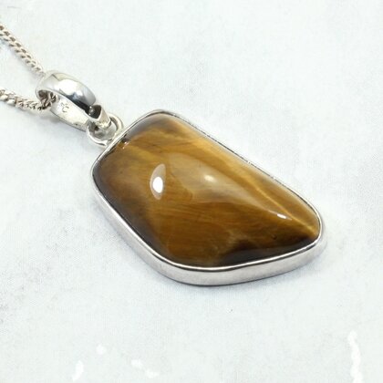 Tiger Eye 925 Silver Pendant ~30mm