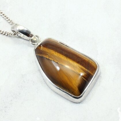 Tiger Eye 925 Silver Pendant ~30mm