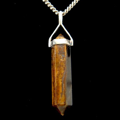 Tiger Eye & Silver Double Terminating Point Pendant - 35mm