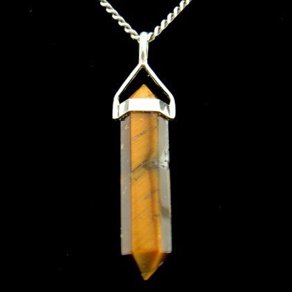 Tiger Eye & Silver Double Terminating Point Pendant - 35mm