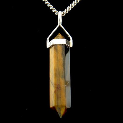 Tiger Eye & Silver Double Terminating Point Pendant - 35mm