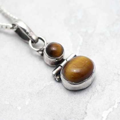 Tiger Eye & Silver Pendant ~20mm