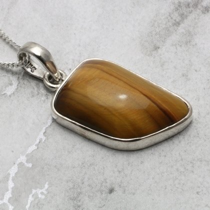 Tiger Eye & Silver Pendant ~24mm