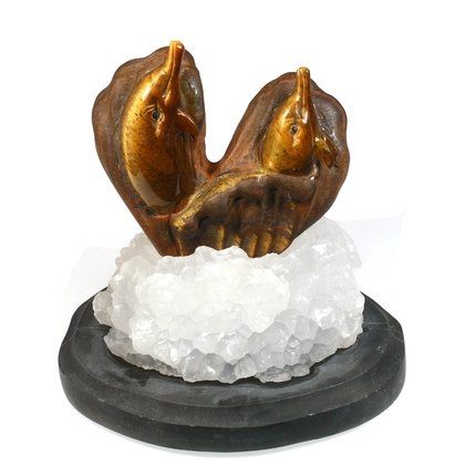 Tiger Eye Carved Dolphin On Base ~100mm x 95mm