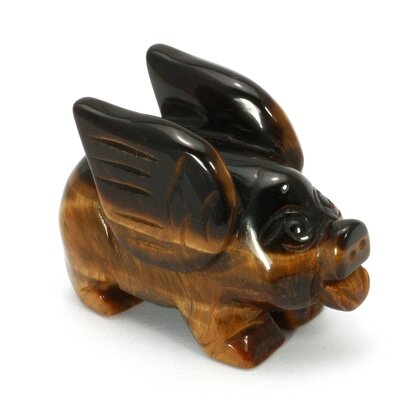 Tiger Eye Crystal Pig With Wings