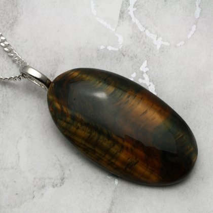 Tiger Eye Gemstone Pendant ~40mm