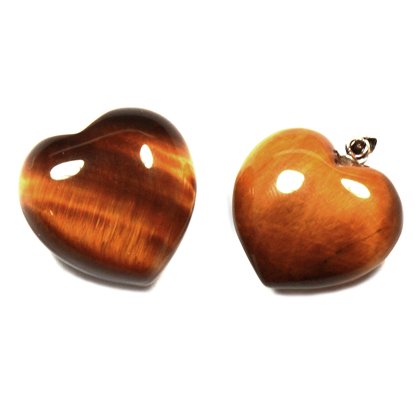 Tiger Eye Mini Heart Pendant and Mini Crystal Heart - Set of 2 - 2cm