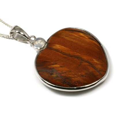 Tiger Eye & Moonstone Heart Pendant ~35mm