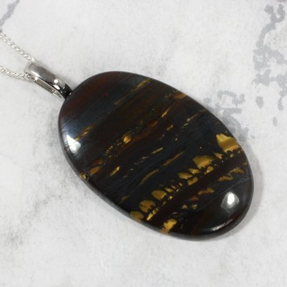 Tiger Iron Gemstone Pendant  ~35mm