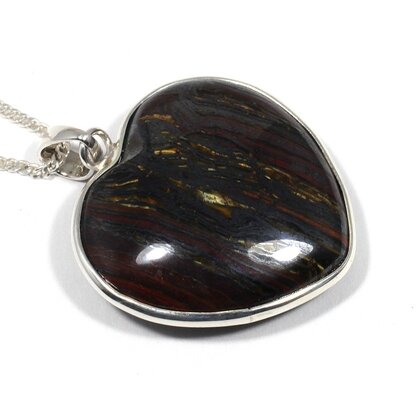 Tiger Iron Silver Rim Heart Pendant