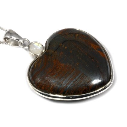 Tiger Iron & Moonstone Heart Pendant