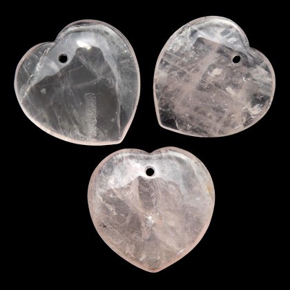 Front Drilled Rose Quartz Hearts - 40mm