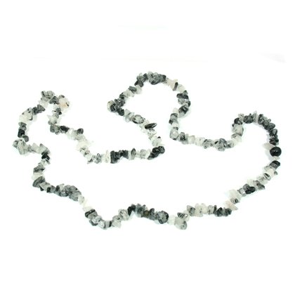 Tourmalinated Quartz Gemstone Chip Necklace ~ 35"