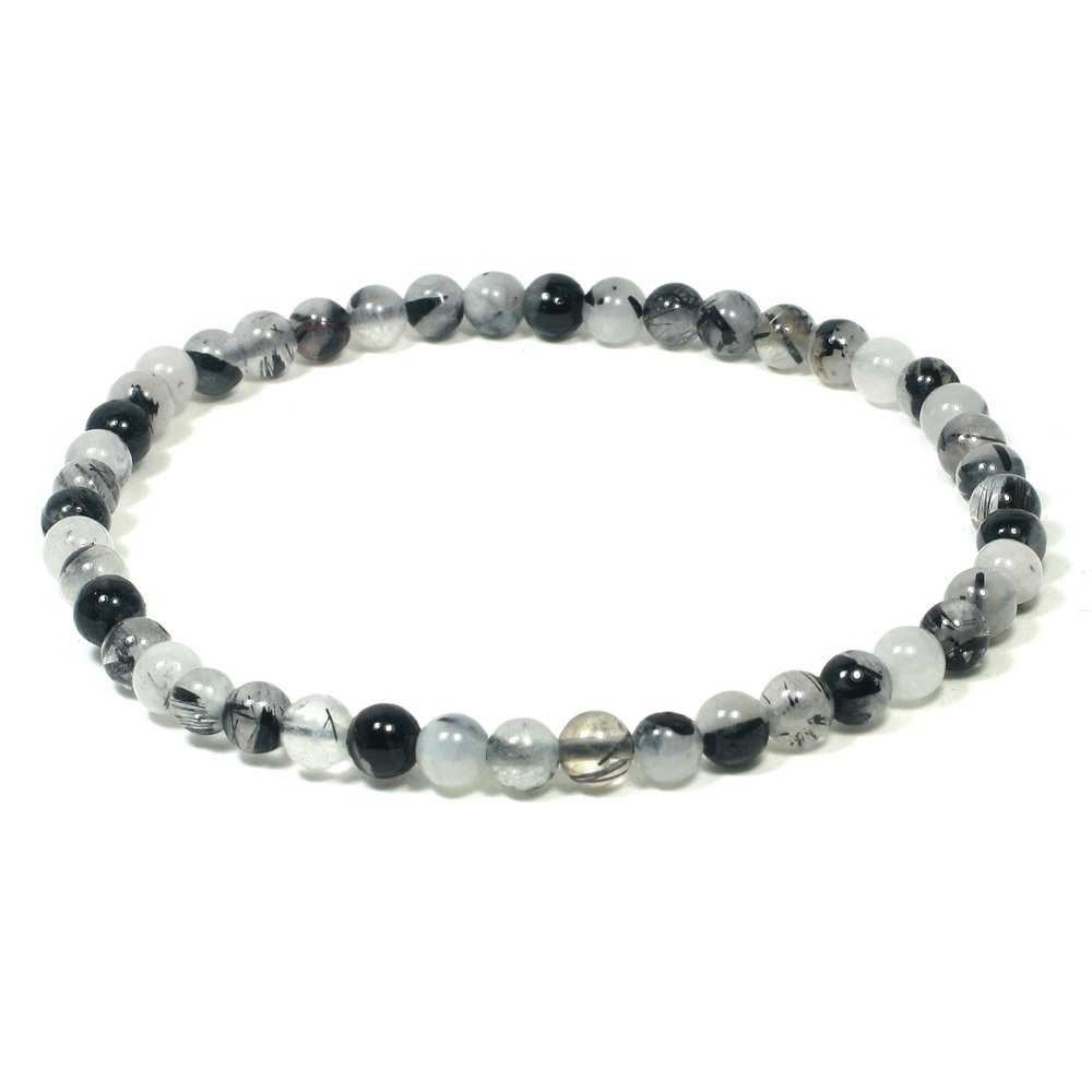 Black Tourmalated Quartz Faceted Oval 8X14mm Bracelet - American Bead Corp