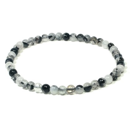 Tourmalinated Quartz 4mm Mini Bead Bracelet