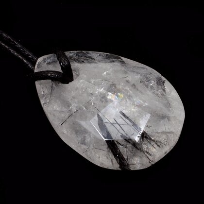 Tourmalinated Quartz Pendant & Wax Cotton Cord ~32mm