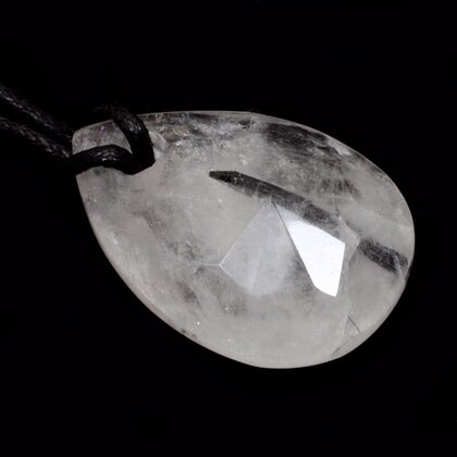Tourmalinated Quartz Pendant & Wax Cotton Cord ~32mm
