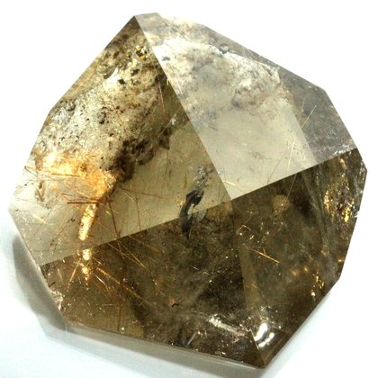 TRANSFORMATIONAL Golden Rutile Smoky Quartz Polished Freeform ~122mm