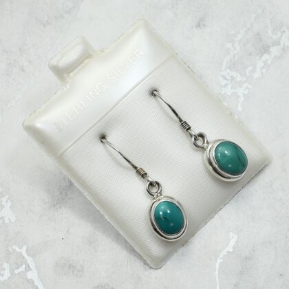 Turquoise 925 Silver Drop Earrings ~29mm