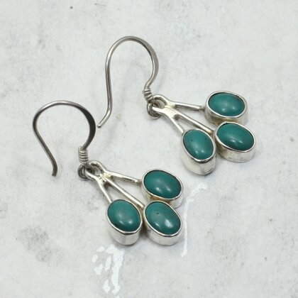 Turquoise 925 Silver Drop Earrings ~34mm