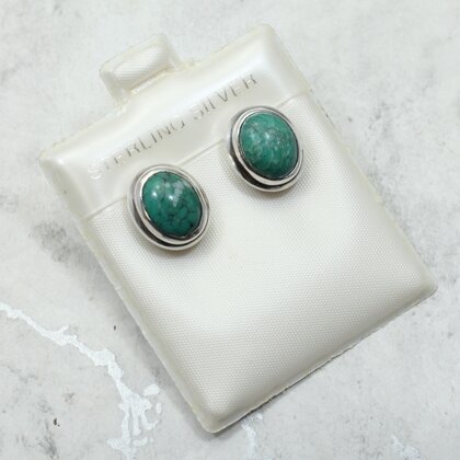 Turquoise 925 Silver Oval Earrings ~12mm