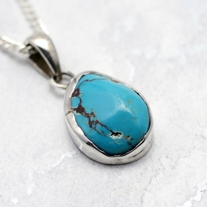 Turquoise & Silver Pendant ~17mm
