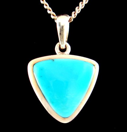 Turquoise & Silver Pendant - Triangle 18mm