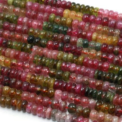 Watermelon Tourmaline Crystal Beads - 5mm Roundel
