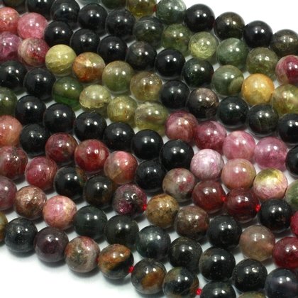 Watermelon Tourmaline Crystal Beads - 6mm Round