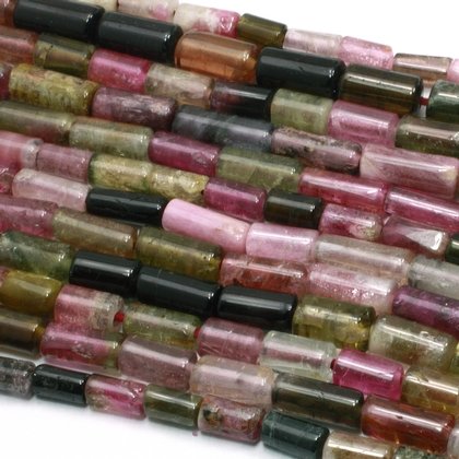 Watermelon Tourmaline Crystal Beads - 8mm Tube