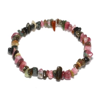 Watermelon Tourmaline Gemstone Chip Bracelet