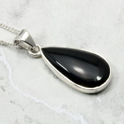 Whitby Jet 925 Silver Pendant ~25mm