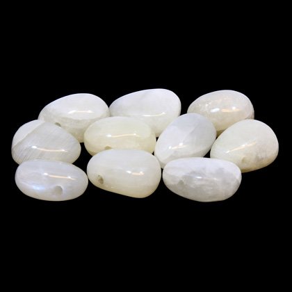 White Moonstone Drilled Tumble Stone