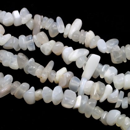 White Moonstone Gemstone Chip Necklace ~ 35"